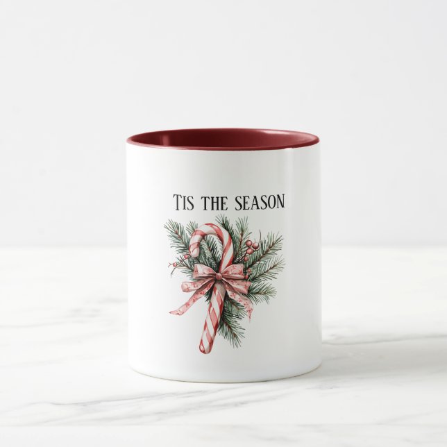 Mug Pine Tree Candy Cane Red Christmas (Centre)