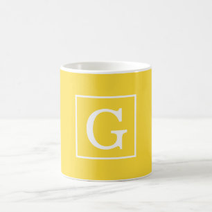 Mug Pineapple Yellow White Framed Monogram initial