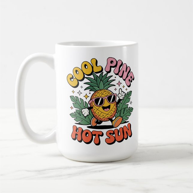 Mug Pinède Cool Soleil Chaud Vibes Rétro Ananas Été (Gauche)