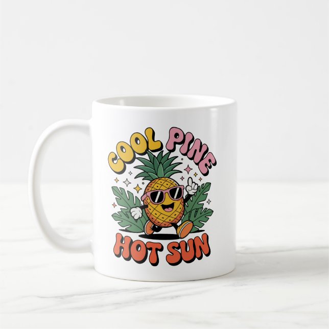 Mug Pinède Cool Soleil Chaud Vibes Rétro Ananas Été (Gauche)