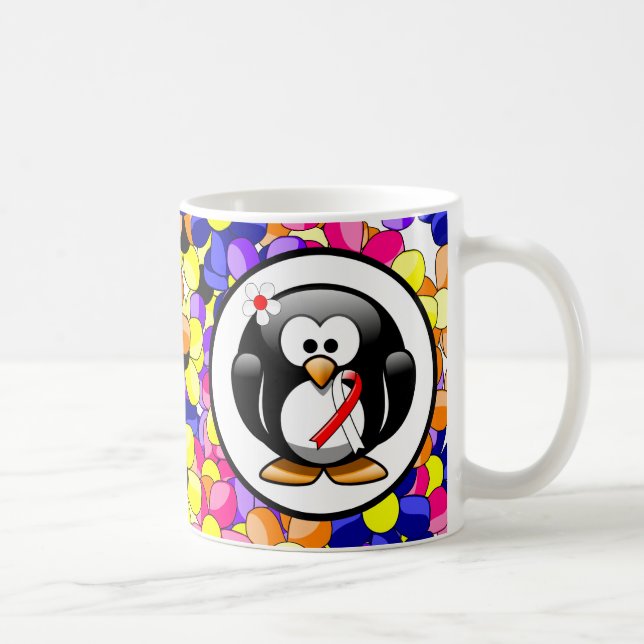Mug Pingouin à ruban rouge et blanc (Droite)