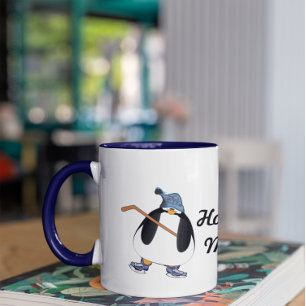 Mug Pingouin de maman de hockey avec bâton de hockey