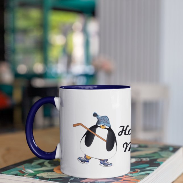 Mug Pingouin de maman de hockey avec bâton de hockey (Créateur téléchargé)