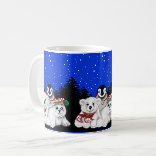 Mug Pingouin de Noël bébé phoque de l'ours polaire (Devant gauche)