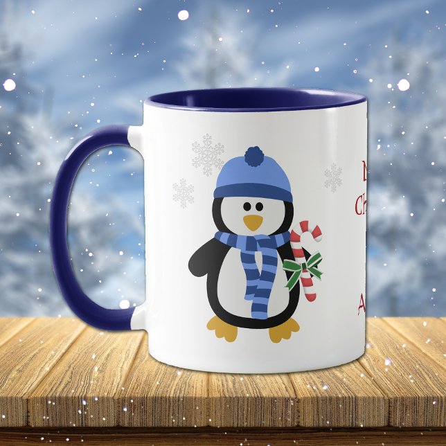 Mug Pingouin de Noël bleu (Créateur téléchargé)