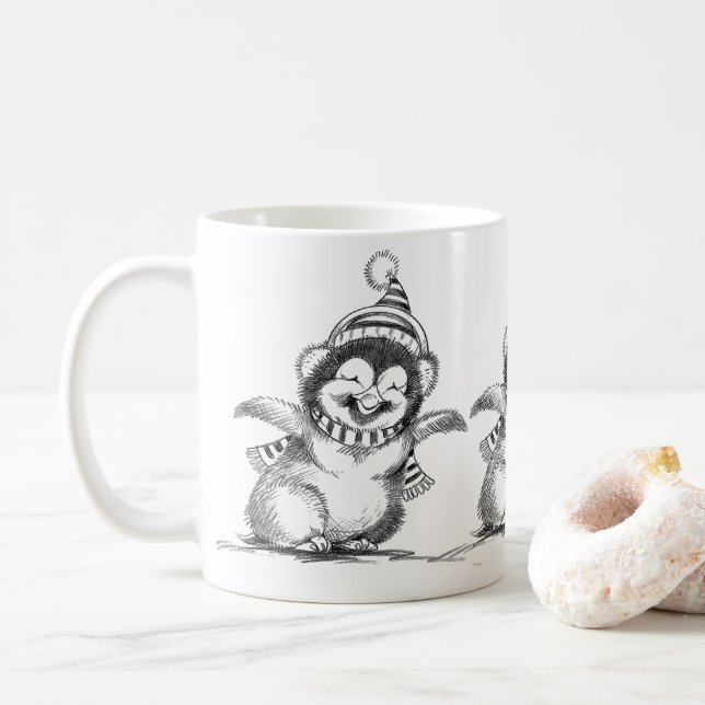 Mug Pingouin de Noël mignon, Joyeux bébé oiseau (Avec donut)