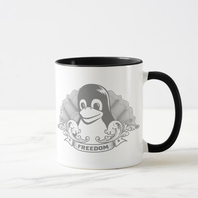 Mug Pingouin de Tux - (Linux, Open Source, Copyleft, (Droite)
