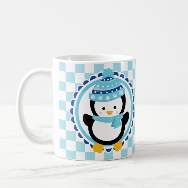 Mug Pingouin d'hiver mignon - Turquoise bleu (Gauche)