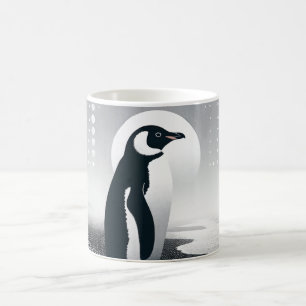 Mug Pingouin En Géométrie Grise Cercle Dot Beach Motif