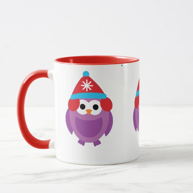 Mug Pingouin et neige pourpres (Gauche)