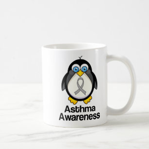 Mug Pingouin gris de soutien de ruban d'asthme