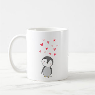 Mug Pingouin mignon avec coeur Amant de pingouin Nom p