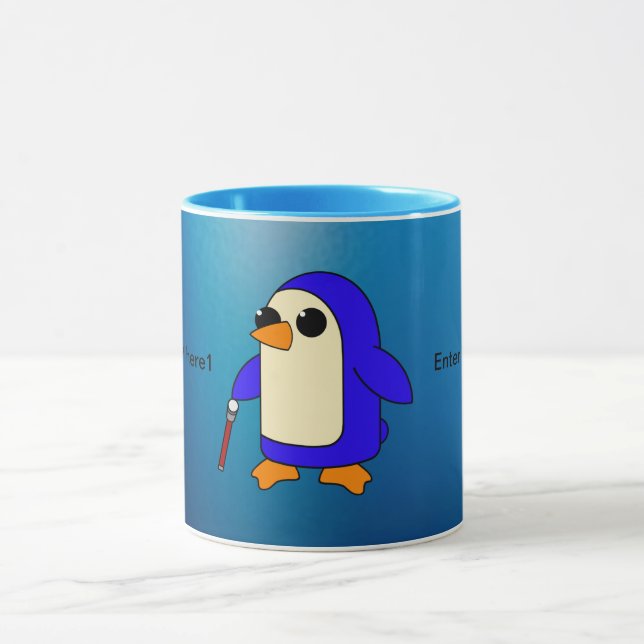 Mug Pingouin mignon bébé avec personnalisation Canne (Centre)
