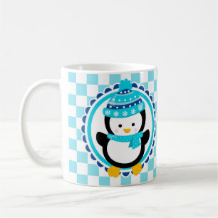 Mug Pingouin mignon d'hiver - turquoise bleue