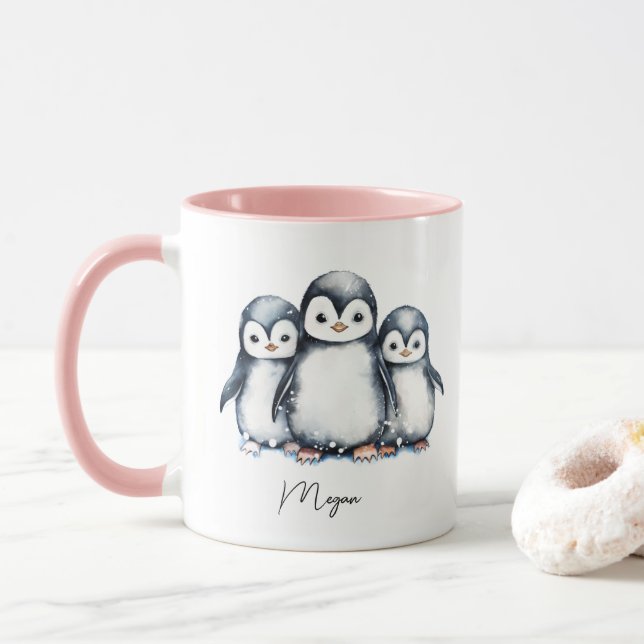 Mug Pingouin mignon personnalisé (Avec donut)