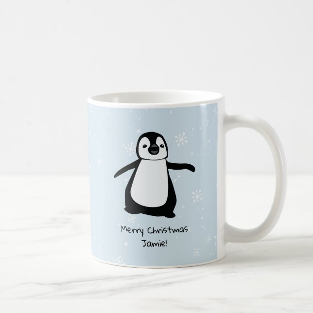 Mug Pingouin personnalisé neige de Noël (Droite)
