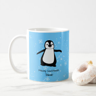 Mug Pingouin personnalisé neige de Noël