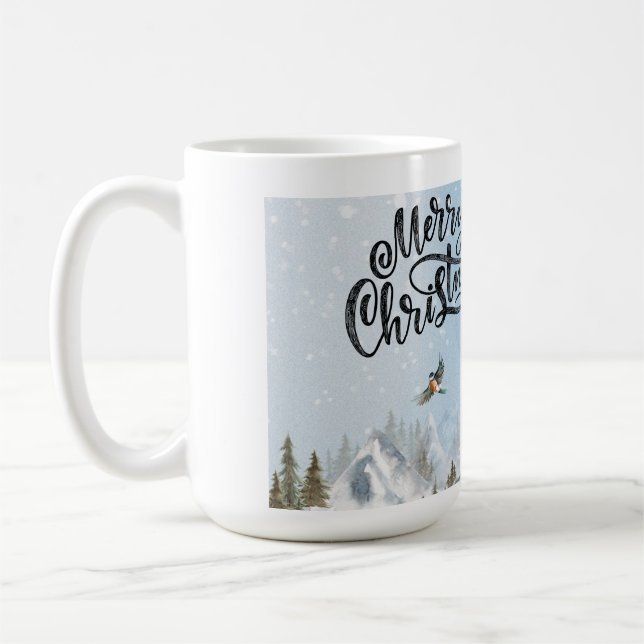 Mug Pingouin rustique traditionnel hiver Joyeux Noël (Gauche)