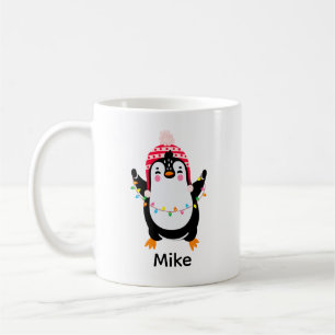 Mug Pingouin scintillant avec lumières de Noël