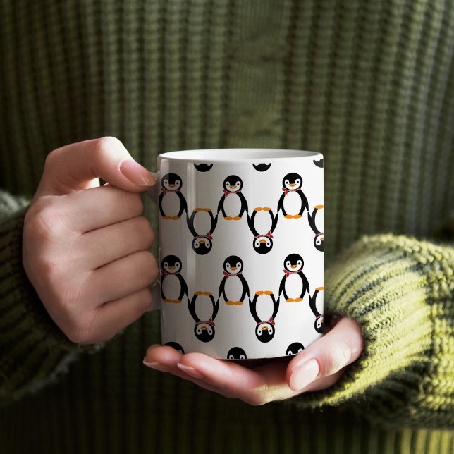 Mug Pingouin souriant mignon avec écusson (Penguin Pattern Mug)