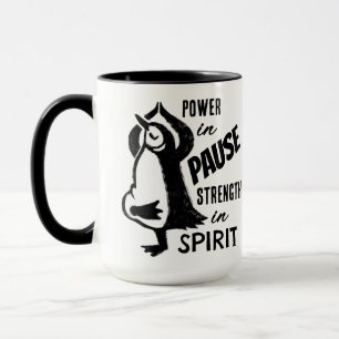 Mug Pingouin Yoga Motivation noir et blanc