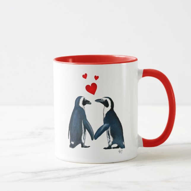 Mug Pingouins Avec Coeurs D'Amour (Droite)