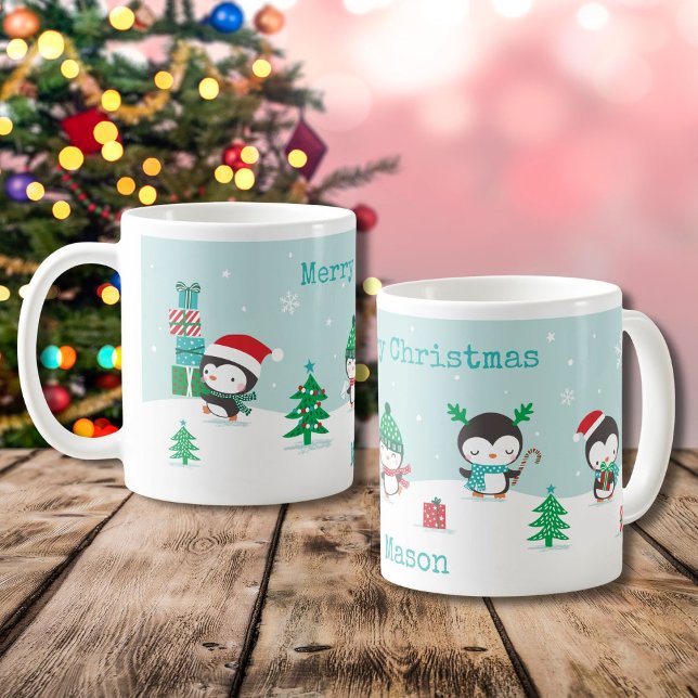 Mug Pingouins mignons avec cadeaux de Noël (Créateur téléchargé)