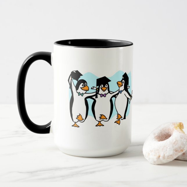 Mug Pingouins mignons de la production de caricatures (Avec donut)