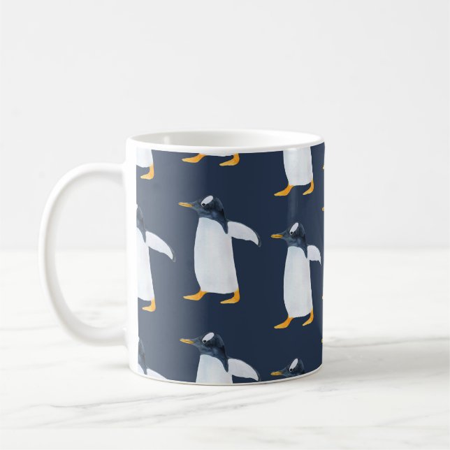 Mug Pingouins : Petite aquarelle foncée (Gauche)
