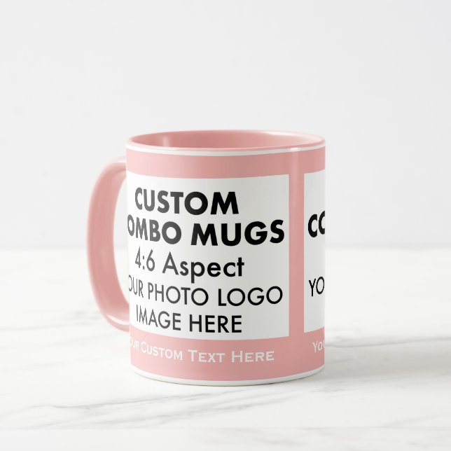 Mug Pink 4:6 Landscape 2 x Photo Frame Custom Combo (Devant gauche)
