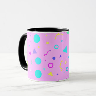 Mug Pink 80s Memphis Geometric Pattern
