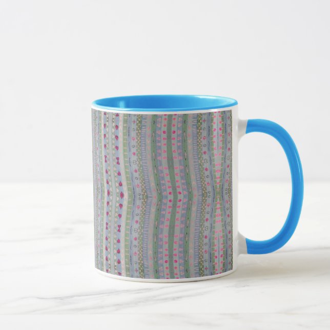 Mug Pink and Green Pretty Hearts Motif (Droite)
