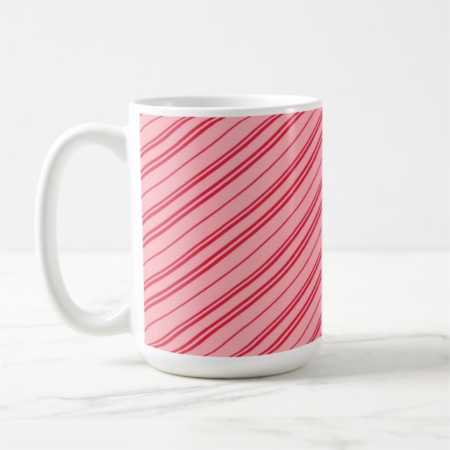 Mug Pink and Red Christmas Candy Cane Stripes  (Gauche)