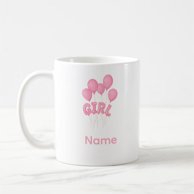 Mug Pink Baby Girl Balloon Celebration - Cute Nursery  (Gauche)