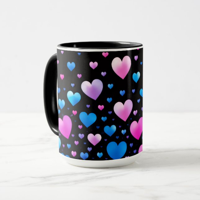 Mug Pink & Blue Glowing Hearts  (Devant gauche)