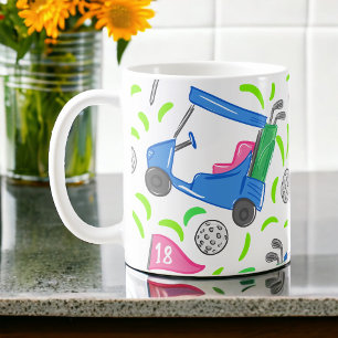 Mug Pink Blue Green Golf Preppy
