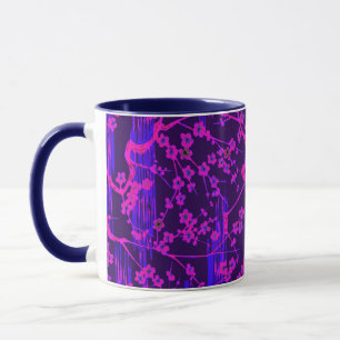Mug PINK BLUE SAKURA FLEURS Modèle Floral japonais