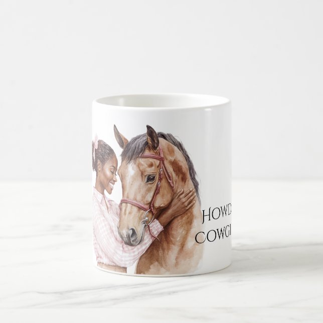 Mug Pink Bow Western Farm Cowgirl Horse (Centre)