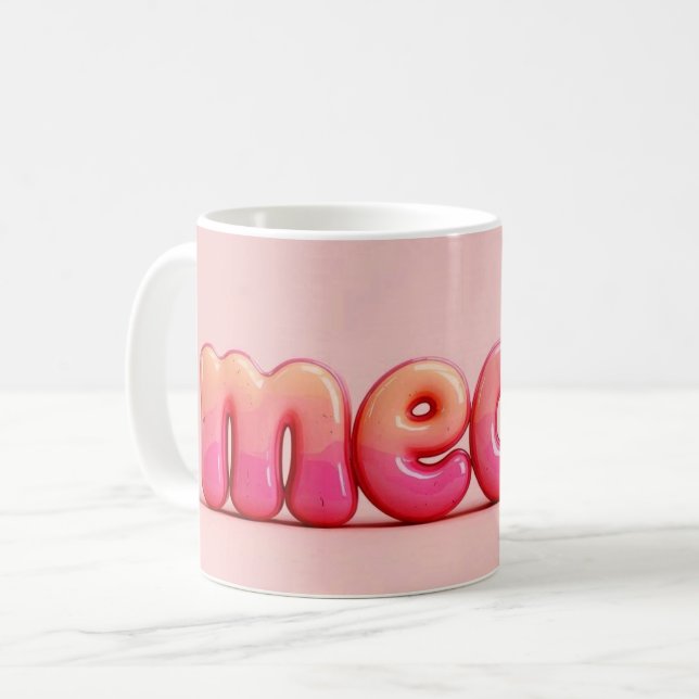 Mug Pink Cat Meow Mug. (Devant gauche)