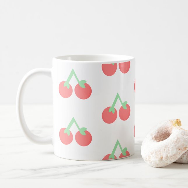 Mug Pink Cherries Pattern (Avec donut)
