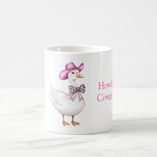 Mug Pink Cowgirl Hat Cow Print Bow Goose (Centre)