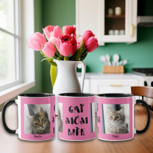 Mug Pink Custom Photo Chat Maman Vie Fête des Mères