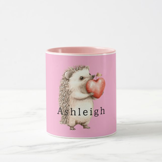 Mug Pink Cute Hedgehog Heart Animal   (Centre)