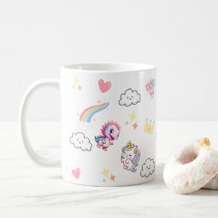 Mug Pink Cute Unicorn dinosaures arc-en-ciel fête d'an