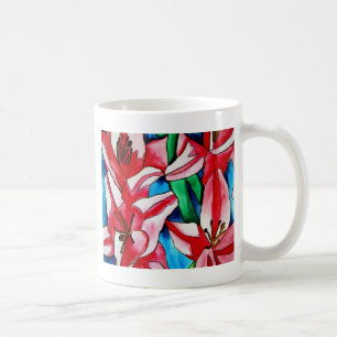 Mug Pink day Lily watercolor art painting
