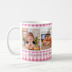 Mug Pink En vichy We Love You Nana 4 Photo Collage