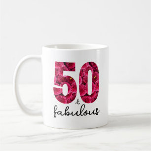 Mug Pink Floral 50 et Fabulous 50th Birthday Party