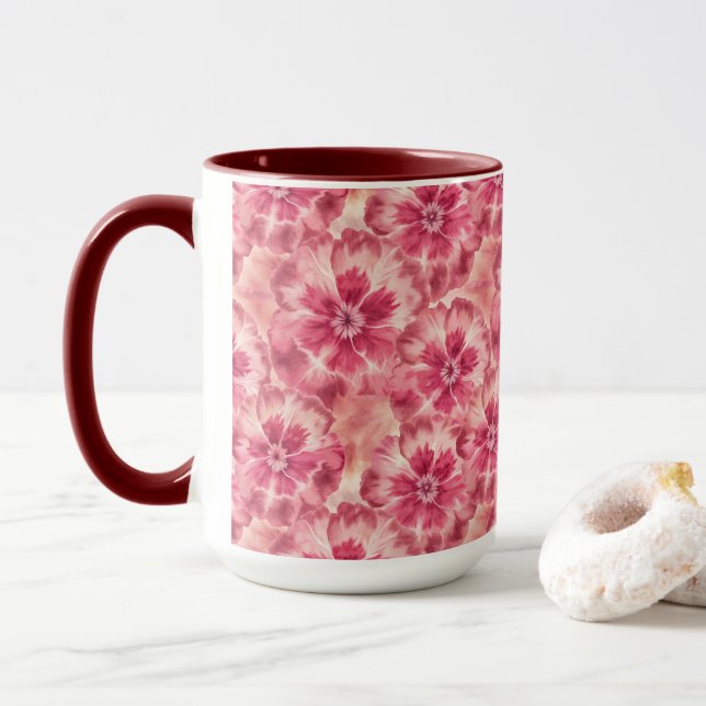 Mug Pink Floral Coquette (Avec donut)