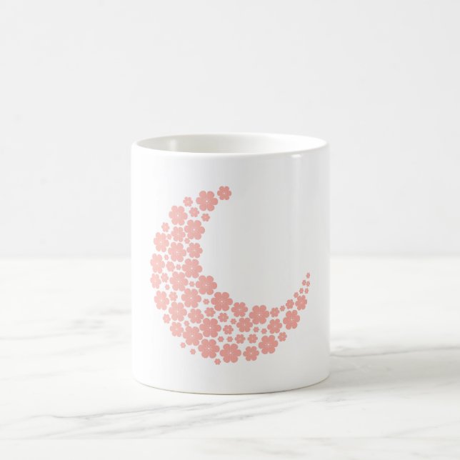 Mug Pink Floral Crescent Moon – Boho Minimalist Moon  (Centre)