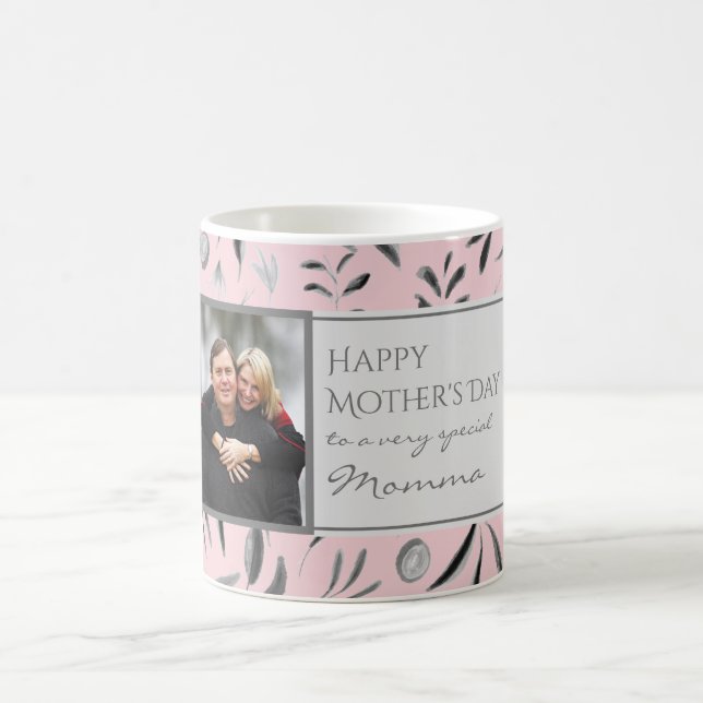 Mug PINK Floral personnalisé photo MOMMA (Centre)